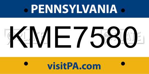 KME7580 Pennsylvania License Plate