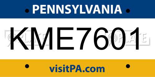 KME7601 Pennsylvania License Plate