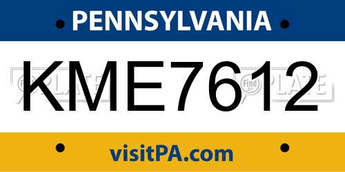 KME7612 Pennsylvania License Plate