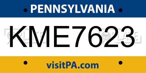KME7623 Pennsylvania License Plate