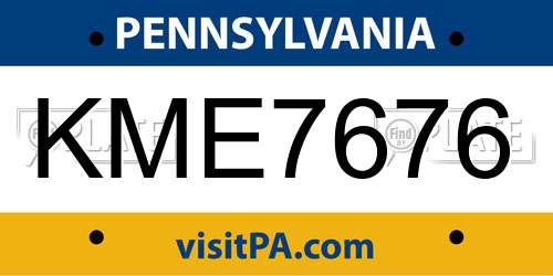 KME7676 Pennsylvania License Plate