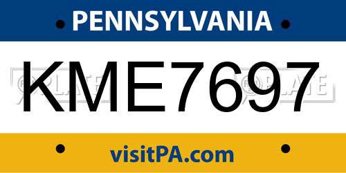 KME7697 Pennsylvania License Plate