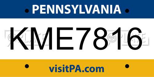 KME7816 Pennsylvania License Plate