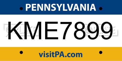 KME7899 Pennsylvania License Plate