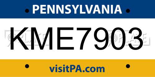 KME7903 Pennsylvania License Plate