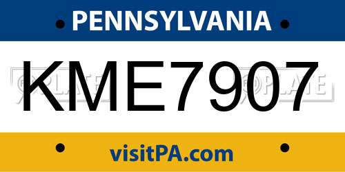 KME7907 Pennsylvania License Plate
