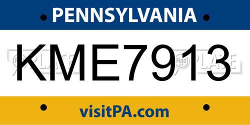 KME7913 Pennsylvania License Plate