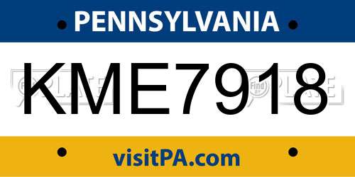 KME7918 Pennsylvania License Plate