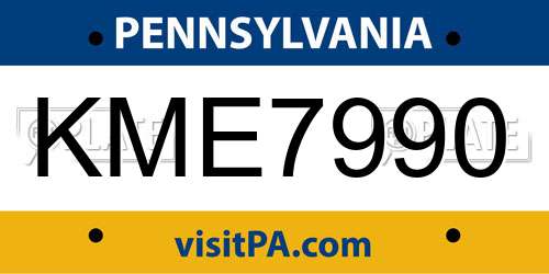 KME7990 Pennsylvania License Plate