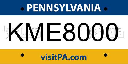 KME8000 Pennsylvania License Plate