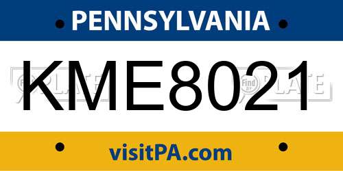 KME8021 Pennsylvania License Plate