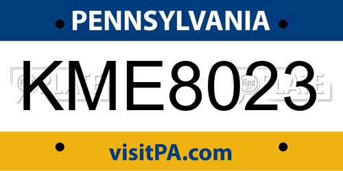 KME8023 Pennsylvania License Plate