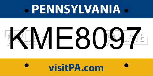 KME8097 Pennsylvania License Plate