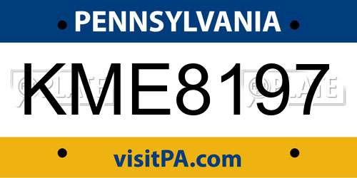 KME8197 Pennsylvania License Plate