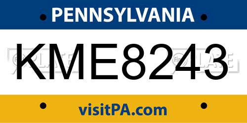 KME8243 Pennsylvania License Plate