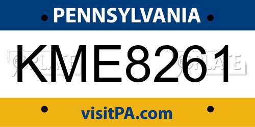 KME8261 Pennsylvania License Plate