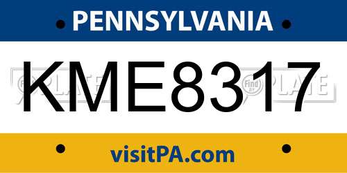 KME8317 Pennsylvania License Plate