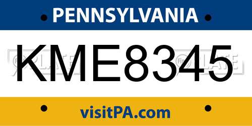 KME8345 Pennsylvania License Plate