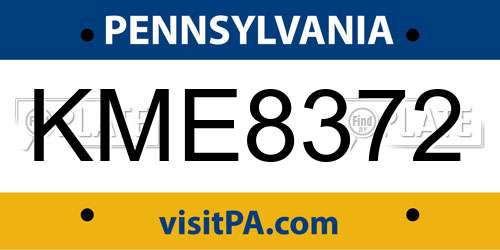 KME8372 Pennsylvania License Plate