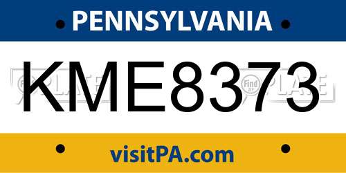 KME8373 Pennsylvania License Plate