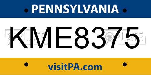 KME8375 Pennsylvania License Plate
