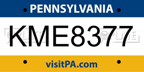 KME8377 Pennsylvania License Plate