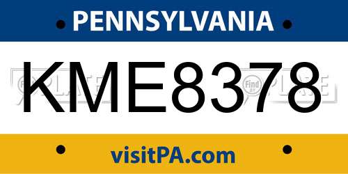 KME8378 Pennsylvania License Plate