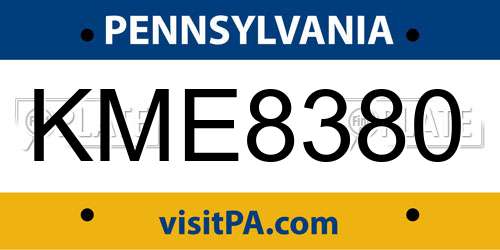 KME8380 Pennsylvania License Plate