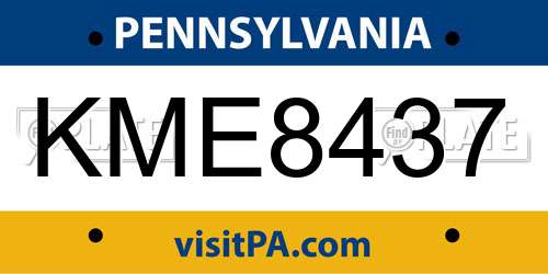 KME8437 Pennsylvania License Plate
