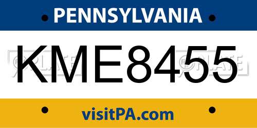 KME8455 Pennsylvania License Plate