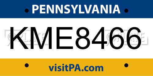 KME8466 Pennsylvania License Plate