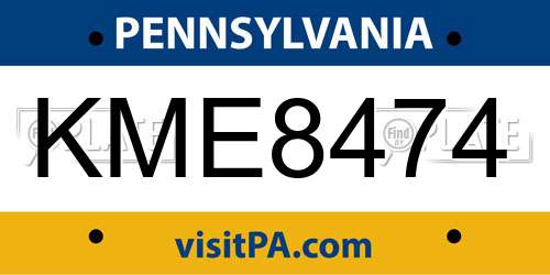KME8474 Pennsylvania License Plate