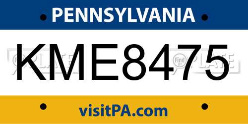 KME8475 Pennsylvania License Plate