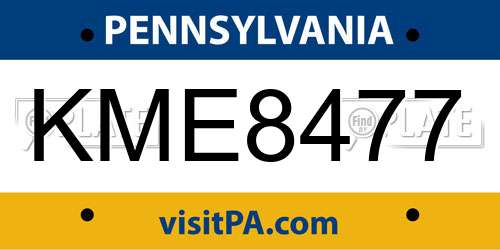 KME8477 Pennsylvania License Plate