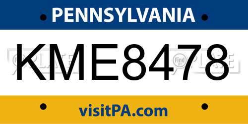 KME8478 Pennsylvania License Plate