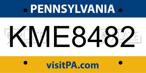 KME8482 Pennsylvania License Plate