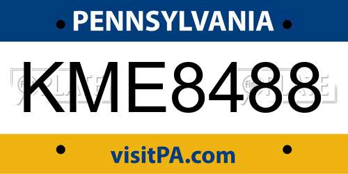 KME8488 Pennsylvania License Plate