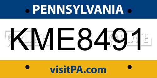 KME8491 Pennsylvania License Plate