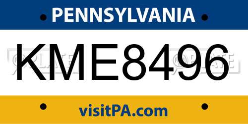 KME8496 Pennsylvania License Plate
