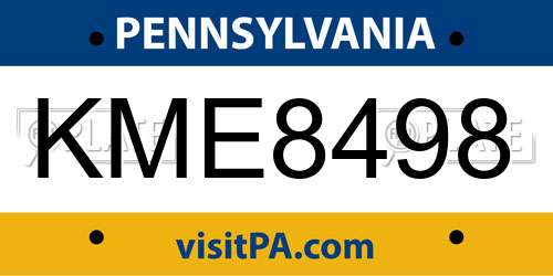 KME8498 Pennsylvania License Plate