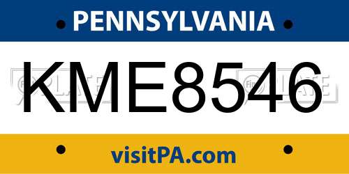KME8546 Pennsylvania License Plate