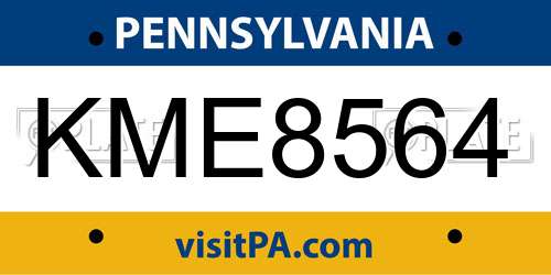 KME8564 Pennsylvania License Plate