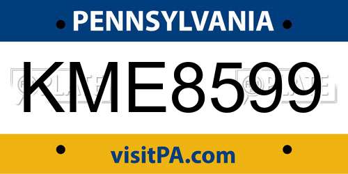 KME8599 Pennsylvania License Plate