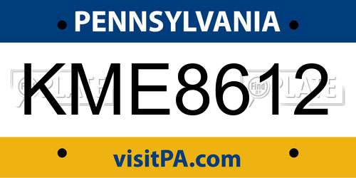 KME8612 Pennsylvania License Plate