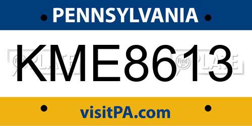 KME8613 Pennsylvania License Plate