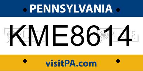 KME8614 Pennsylvania License Plate
