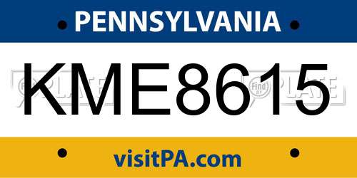 KME8615 Pennsylvania License Plate