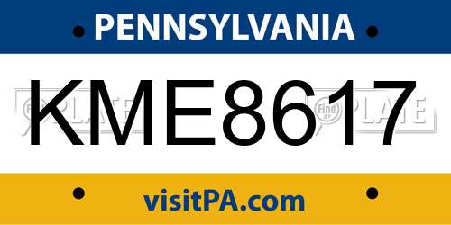 KME8617 Pennsylvania License Plate