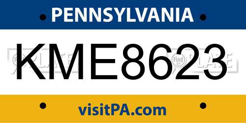 KME8623 Pennsylvania License Plate