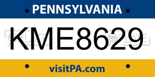 KME8629 Pennsylvania License Plate